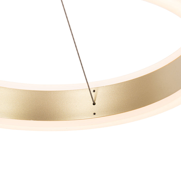 QAZQA Hanglamp messing langwerpig incl. LED 3-staps dimbaar 3-lichts