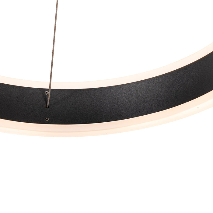 QAZQA Hanglamp zwart rond incl. LED 3-staps dimbaar 3-lichts - Lyani