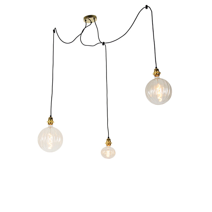 QAZQA Hanglamp goud 3-lichts incl. LED amber dimbaar - Cava Luxe