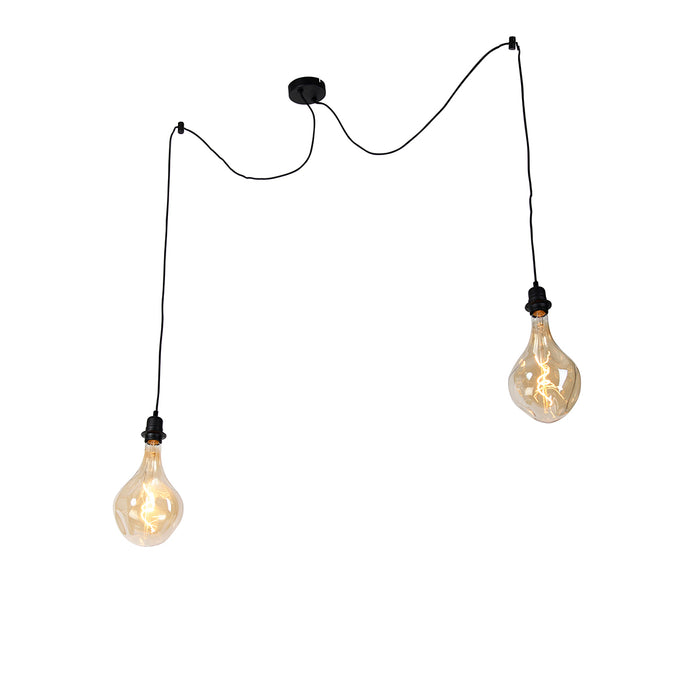 QAZQA LED Hanglamp cava luxe - Zwart - Modern - H 176cm