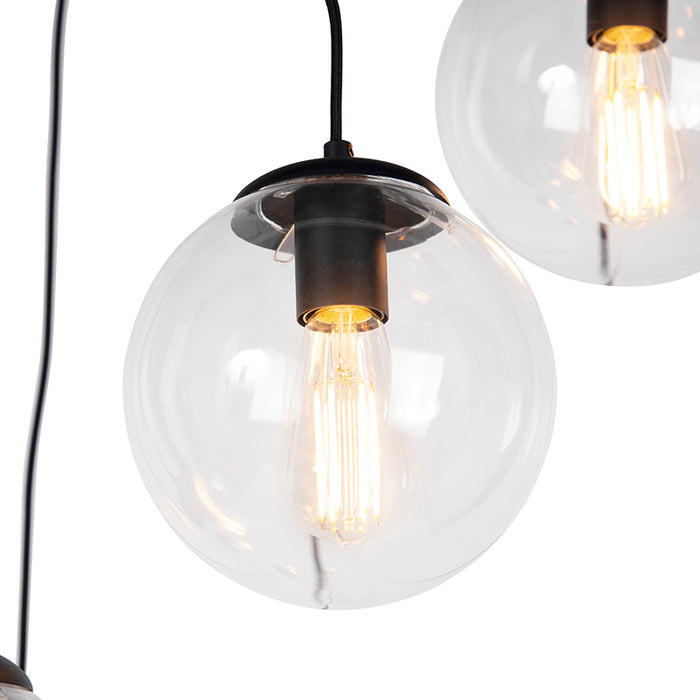 QAZQA Smart hanglamp zwart 7-lichts incl. Wifi ST64 - Pallon