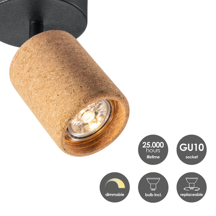 Home Sweet Home LED Wandspot Cork - incl. dimbare LED lamp - zwart