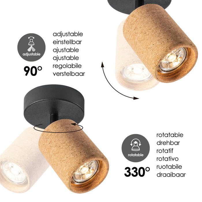 Home Sweet Home LED Wandspot Cork - incl. dimbare LED lamp - zwart