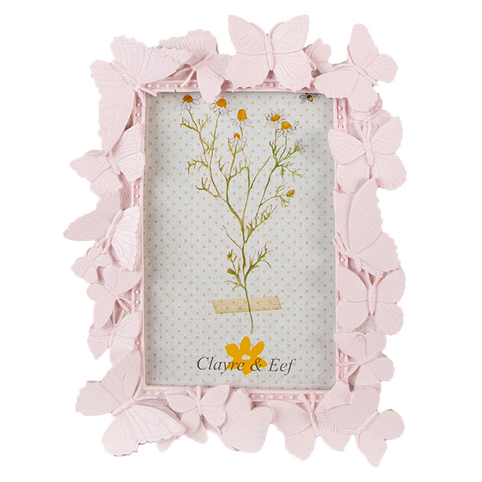 Clayre & Eef Fotolijst  10x15 cm Roze Kunststof Glas Fotokader