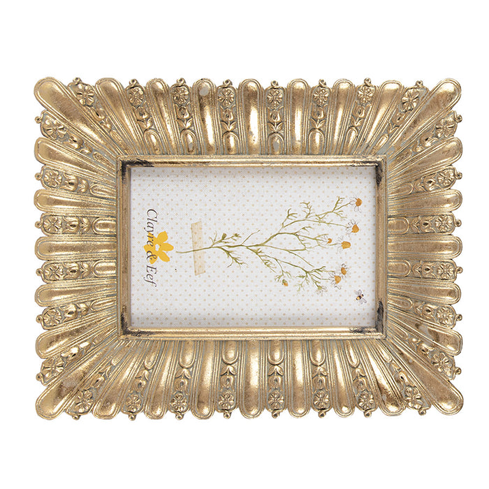 Clayre & Eef Fotolijst  10x15 cm Goudkleurig Kunststof Glas Fotokader