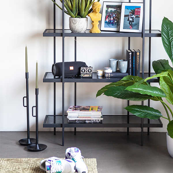 Furnilux - Kandelaar 'Wick small'- kleur Zwart -16 x 16 x 50 cm