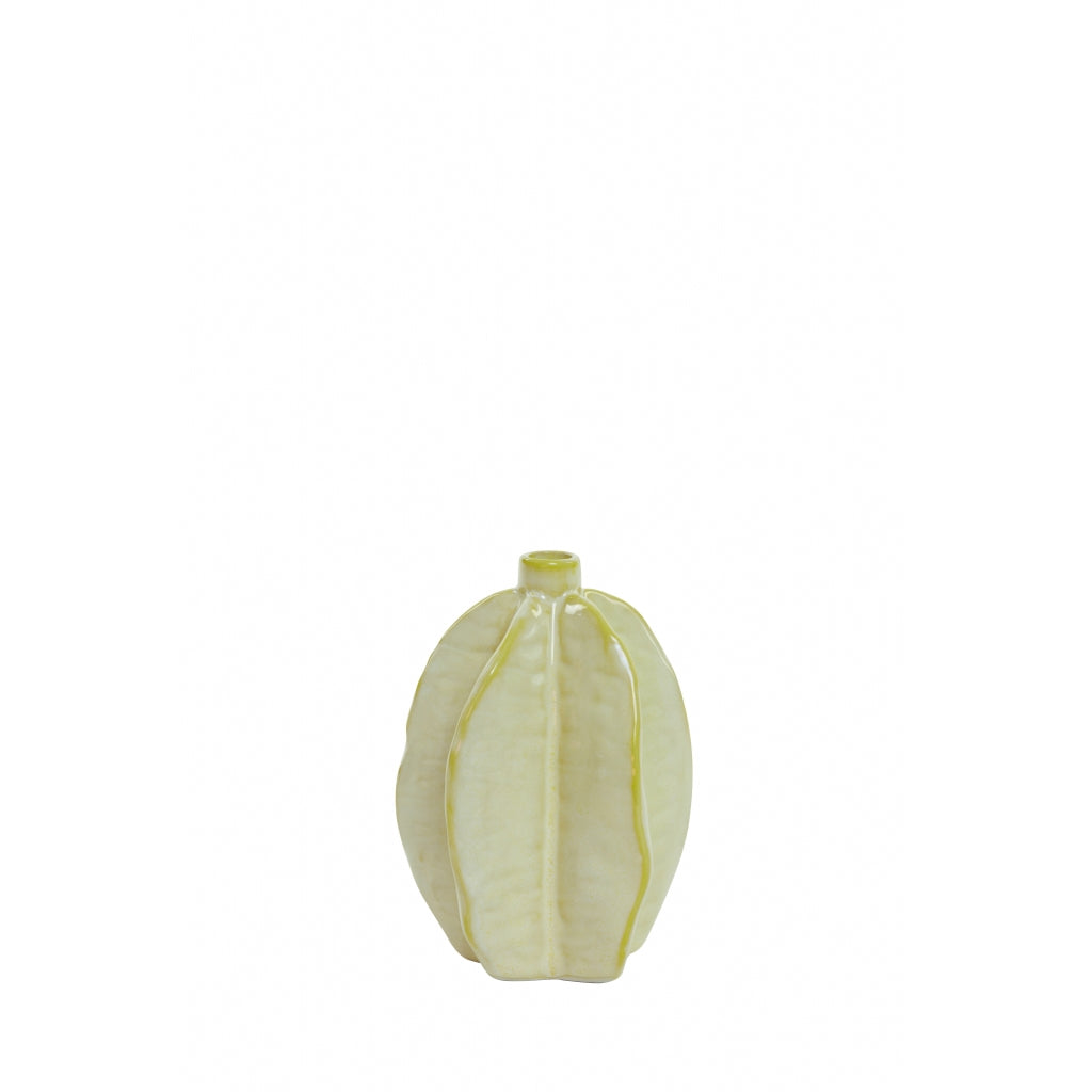 Light & Living Vaas Akosi S - Geel - Keramiek - 10x13x10cm (BxHxD)