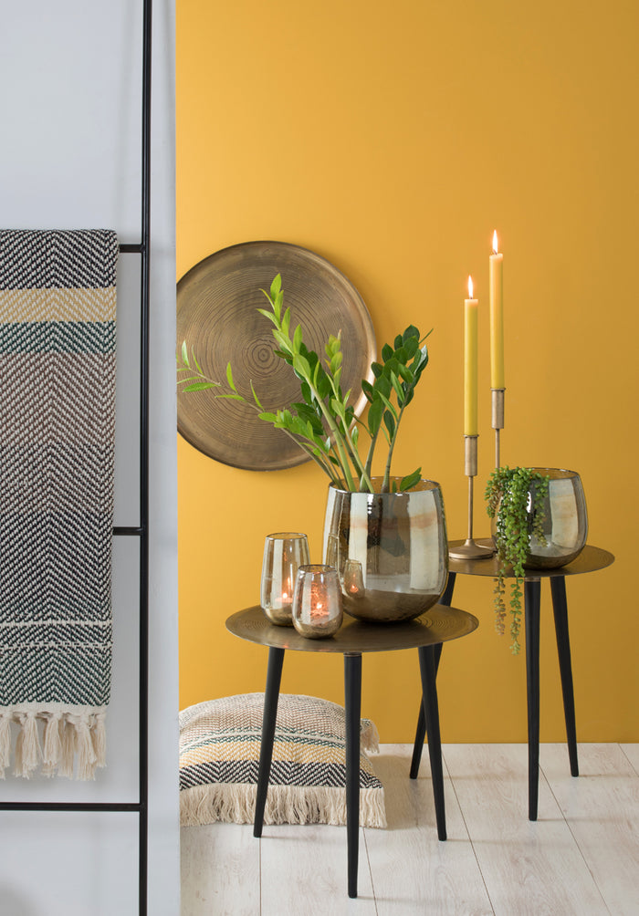 Light & Living Light&living Vaas Ø22x24 cm WADI glas steenslag amber