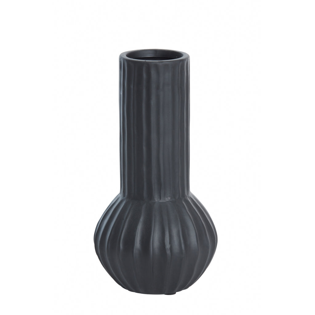Light & Living Vaas Feyo - Zwart - Keramiek - 14x26x14cm (BxHxD)