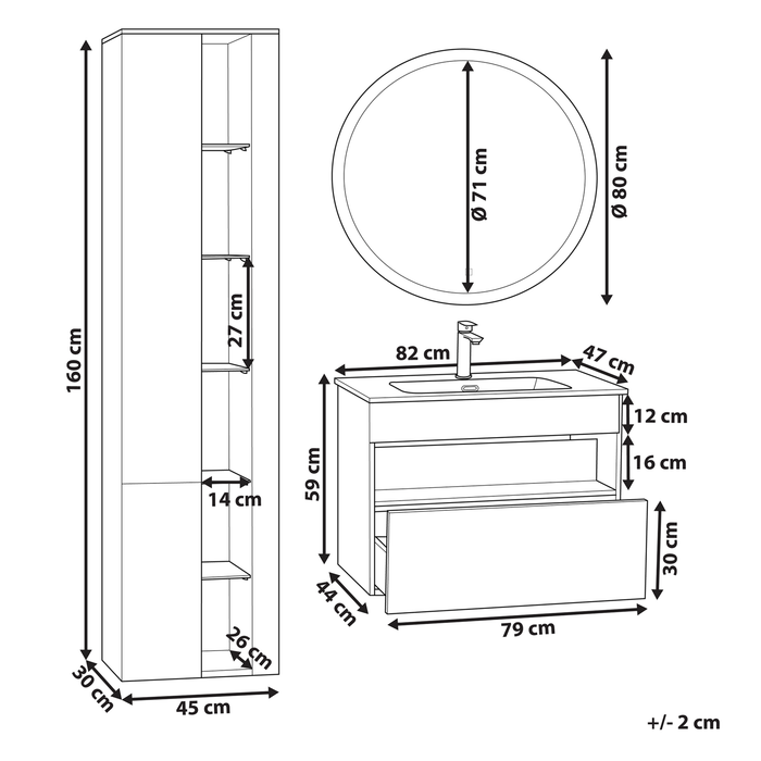 Beliani - FIGUERES - Badkamermeubel - Grijs - MDF