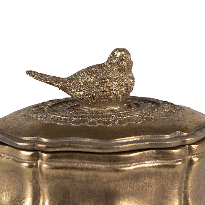 Clayre & Eef Sieradendoos Vogel Ø 9x13 cm Goudkleurig Kunststof