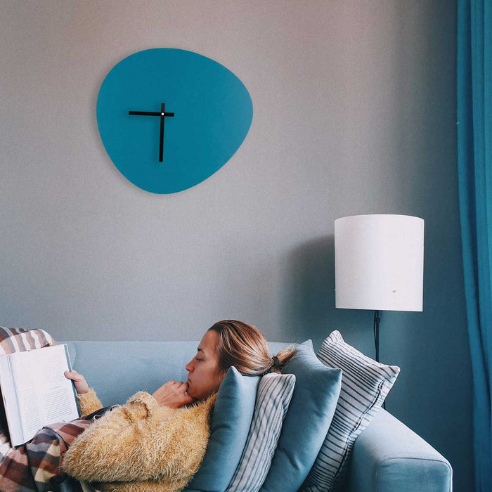 KLOQ Wandklok 'Pebble' Petrol Blauw