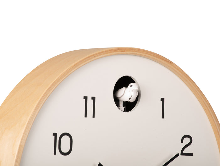 Karlsson - Wall clock Natural Cuckoo birch wood white