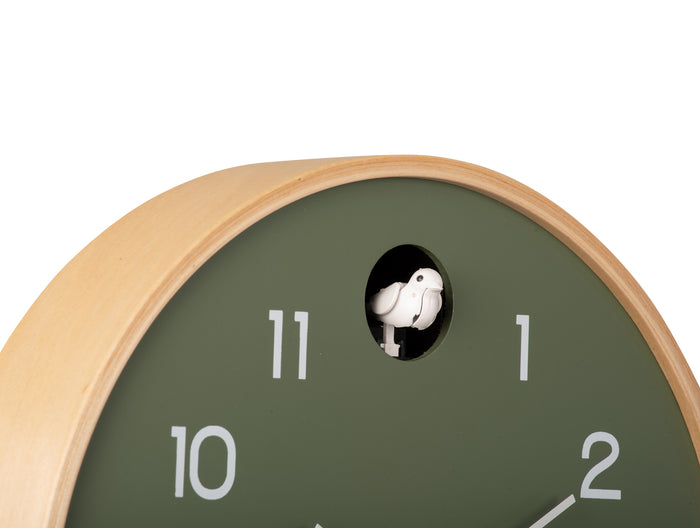 Karlsson - Wall clock Natural Cuckoo birch wood jungle green