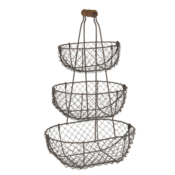 Clayre & Eef Etagère 3 laags  48 cm Zwart Ijzer Ovaal Fruitschaal