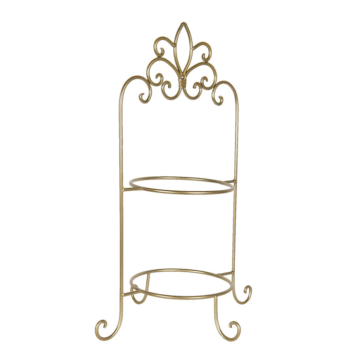 Clayre & Eef Etagère voor 2 borden  38x30x57 cm Goudkleurig Ijzer Rond
