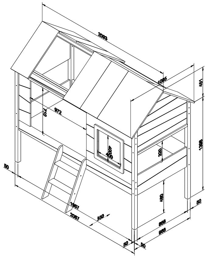 Vipack Charlotte Boomhutbed Wit met Gordijn Set
