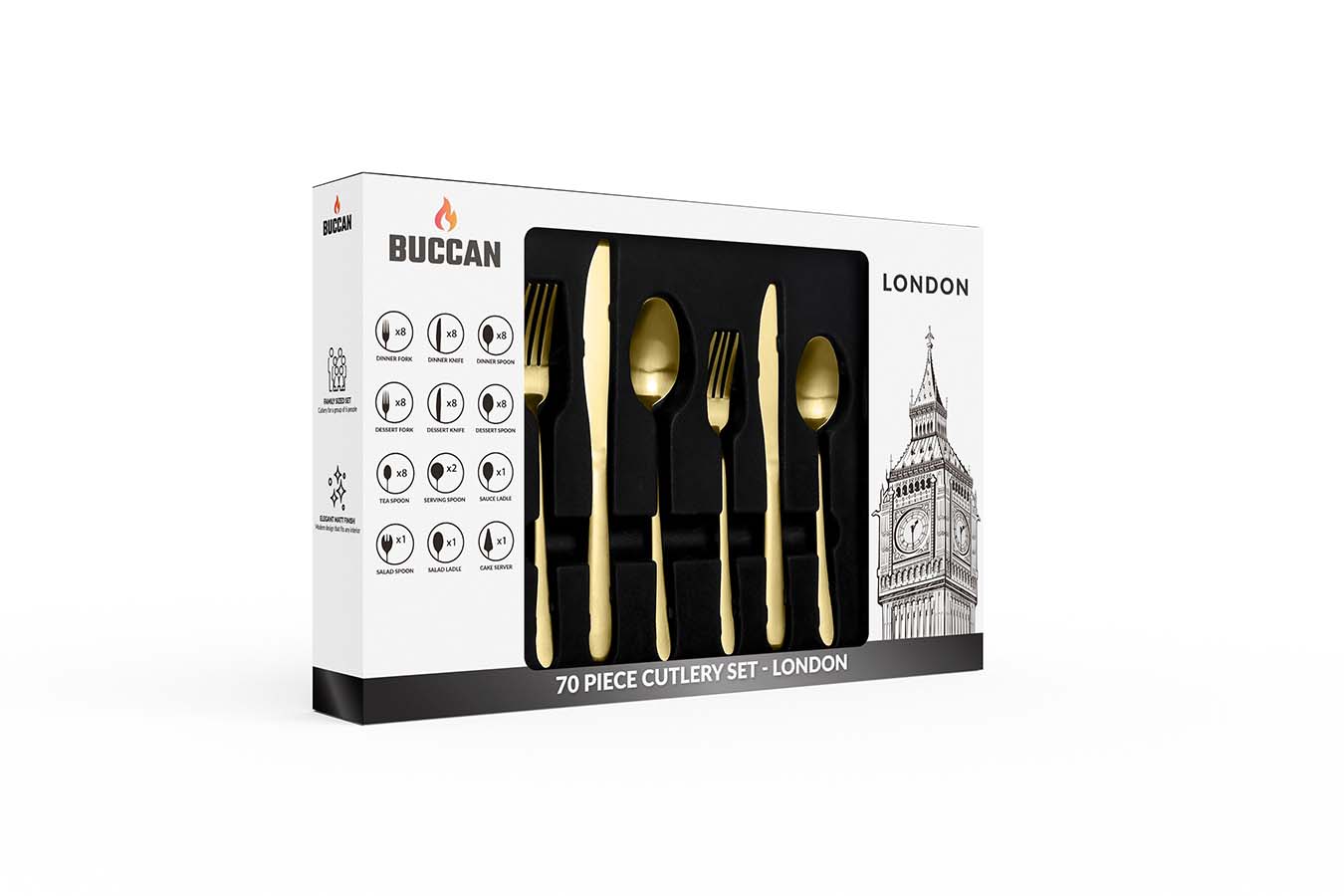 Buccan - Bestekset - London - 70 delig - Goud