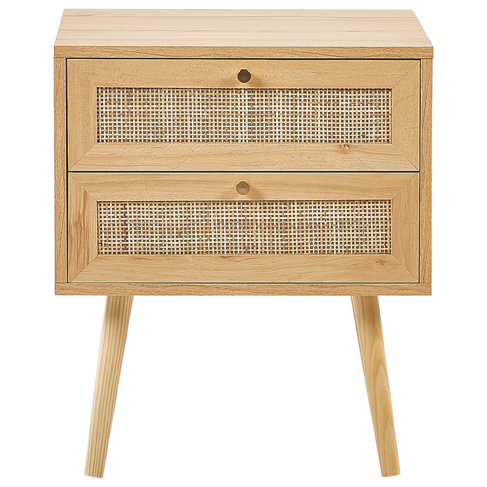 Beliani - PEROTE - Nachtkastje - Lichte houtkleur - Rotan