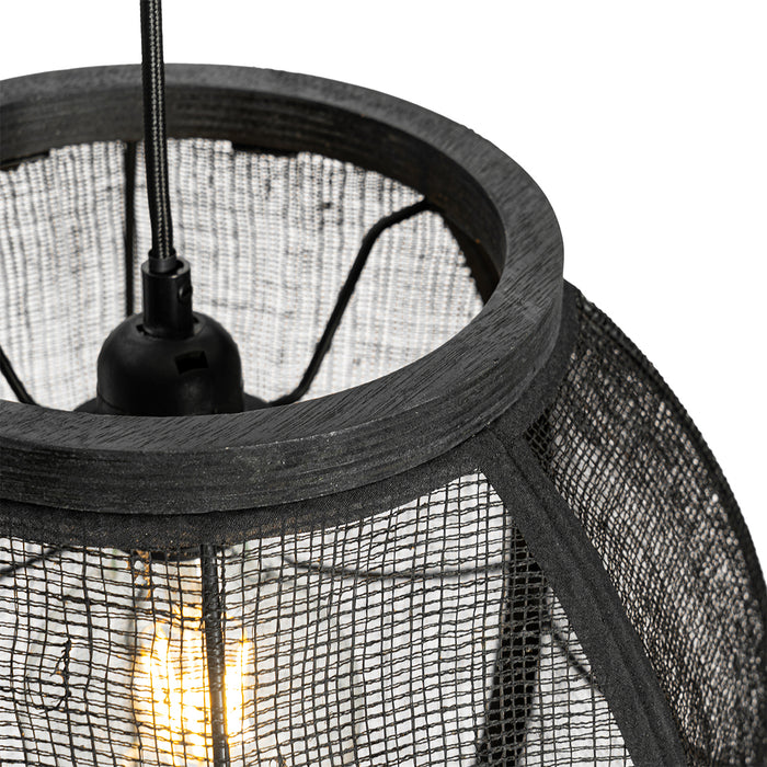 QAZQA Oosterse hanglamp zwart stof 35 cm - Rob