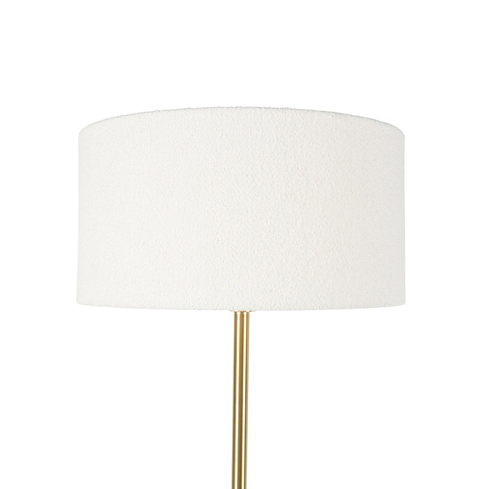 QAZQA Vloerlamp messing met boucle kap wit 50 cm - Simplo