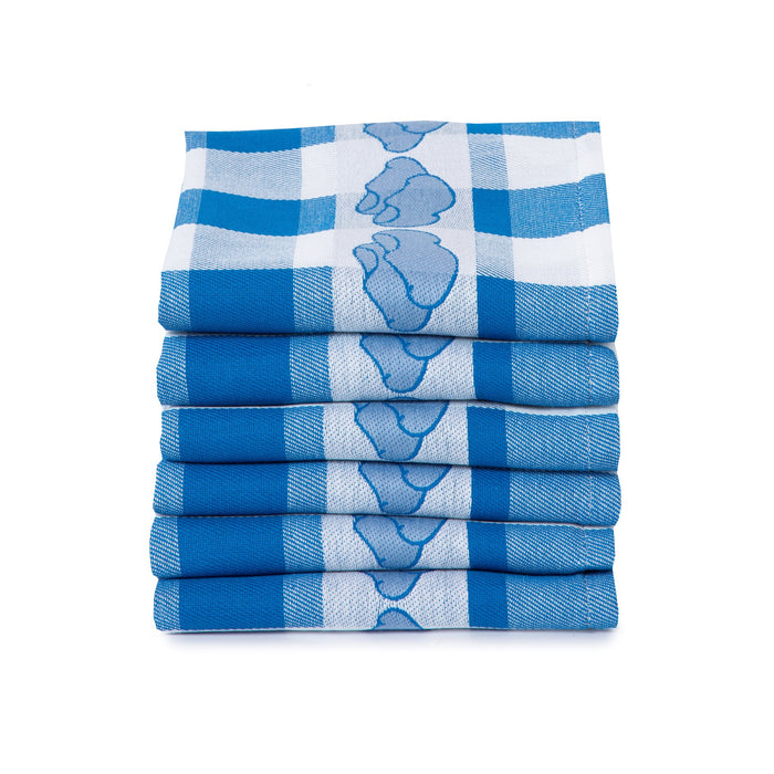 Twentse Damast Theedoekenset - 6 stuks - Klompen Blauw
