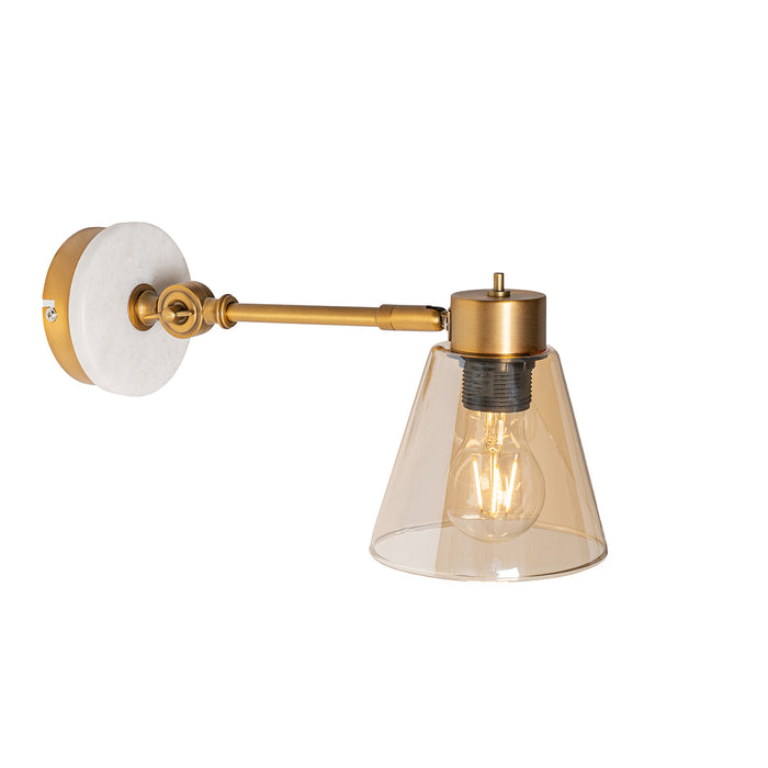 QAZQA Art Deco wandlamp brons met marmer en amber glas - Nina