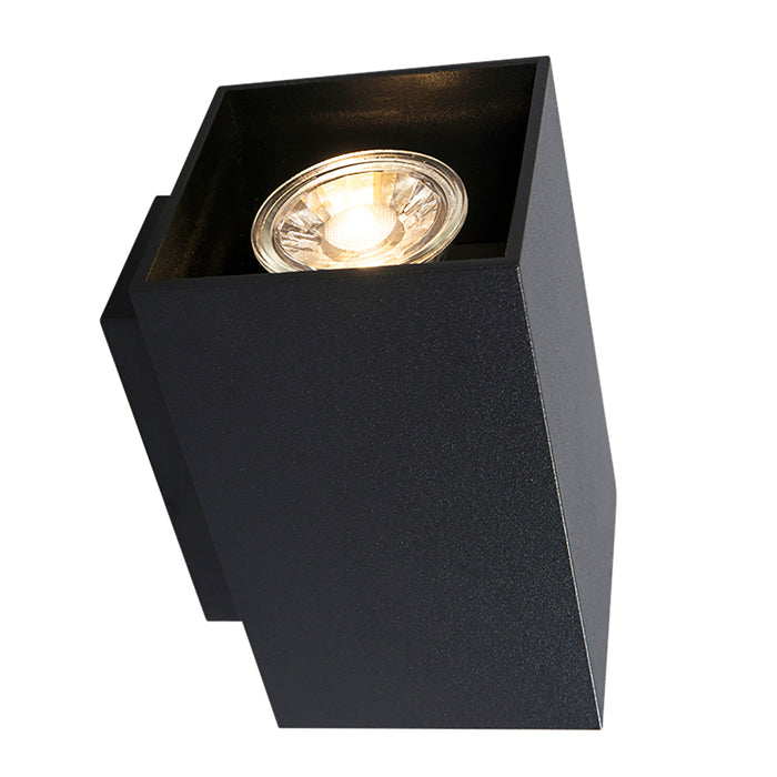 QAZQA Set van 2 moderne wandlampen zwart vierkant 2-lichts - Sandy