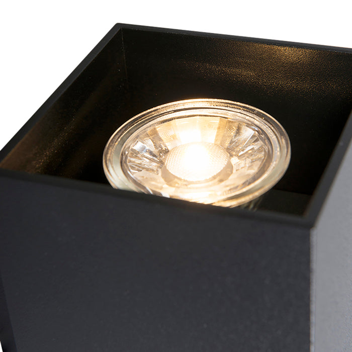 QAZQA Set van 2 moderne wandlampen zwart vierkant 2-lichts - Sandy