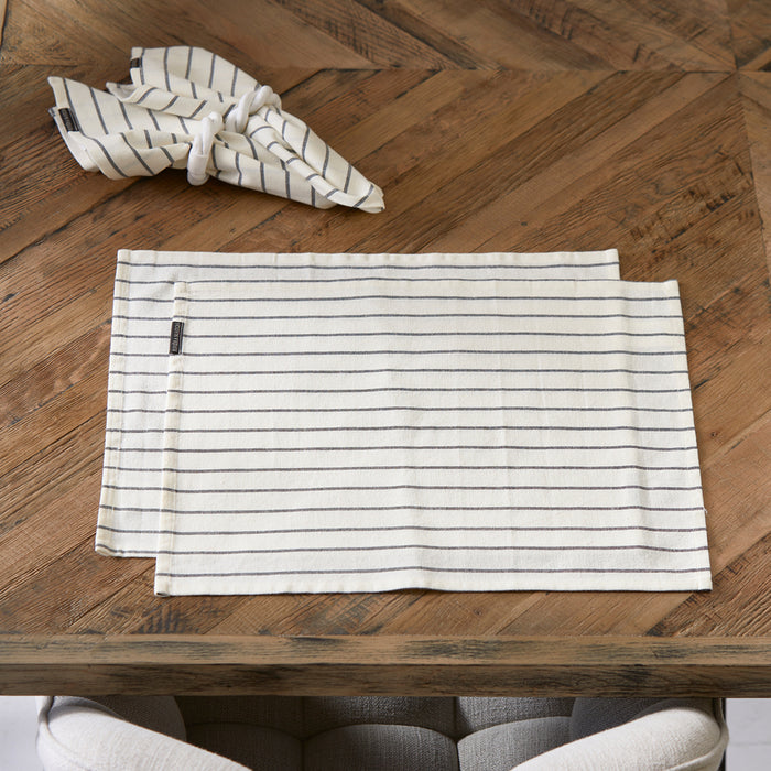 Riviera Maison Placemat set Katoen gestreept - Striped - Zwart |Wit