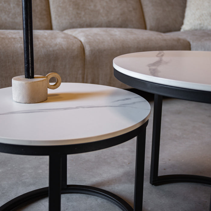Dimehouse Salontafel set van 2 Paige marmer wit rond