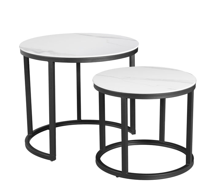 Dimehouse Salontafel set van 2 Paige marmer wit rond