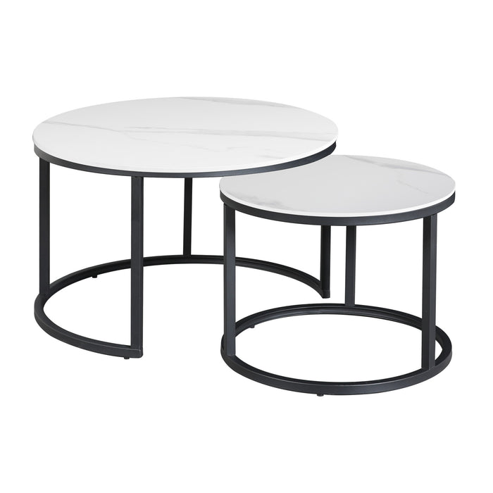 Dimehouse Salontafel set van 2 Trevor marmer wit rond