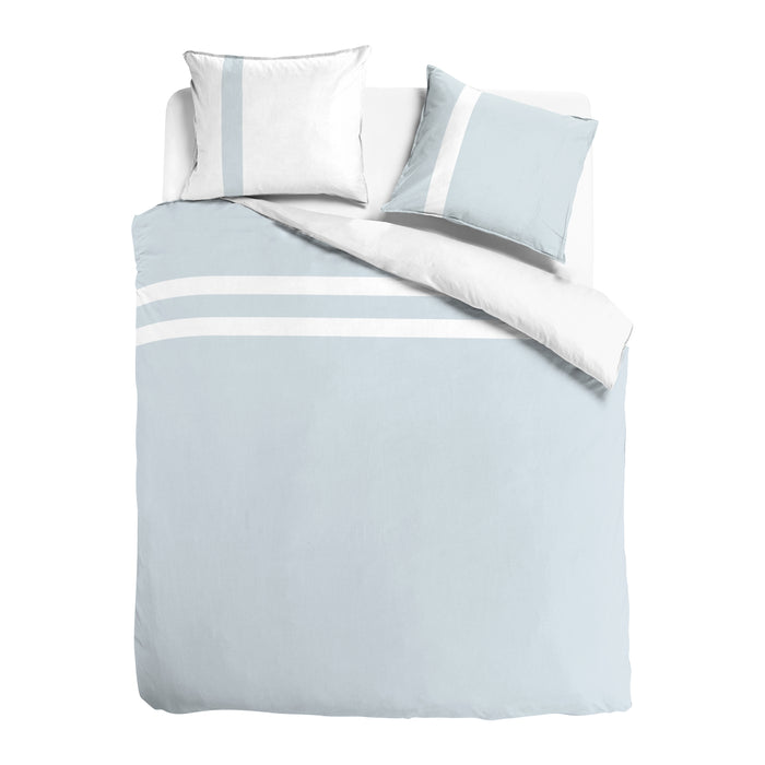 Dekbedovertrek stripe - Egyptisch katoen - 140x200 - l.bl|wit