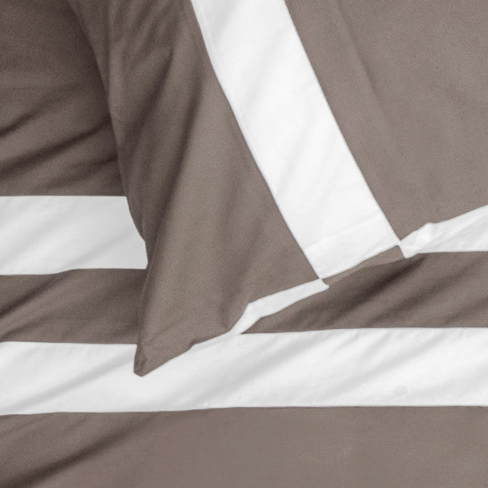 Dekbedovertrek stripe - Egyptisch katoen - 140x200 - taupe|wit