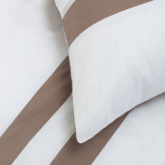 Dekbedovertrek stripe - Egyptisch katoen - 140x200 - taupe|wit