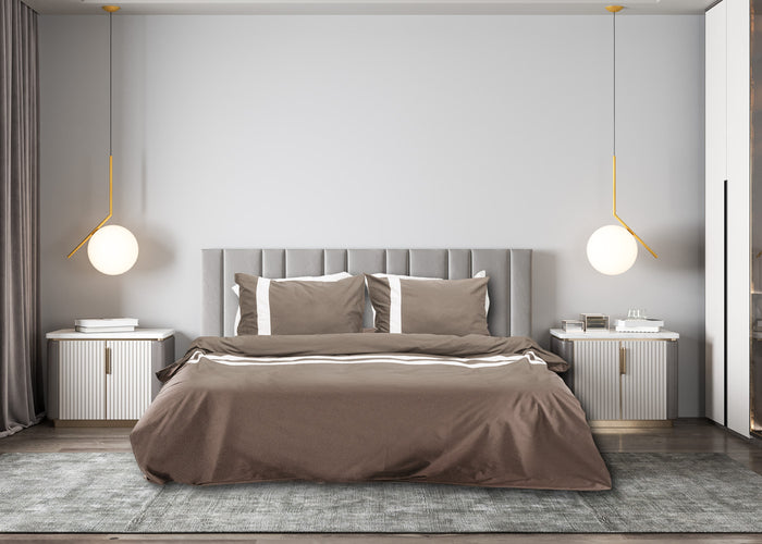 Dekbedovertrek stripe - Egyptisch katoen - 140x200 - taupe|wit