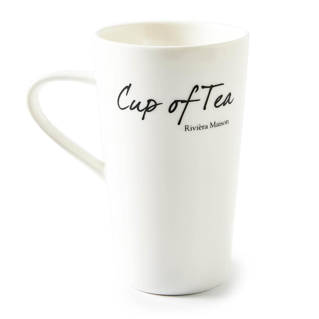 Riviera Maison theemok met oor, theebeker met tekst 440 ml - cup - Wit