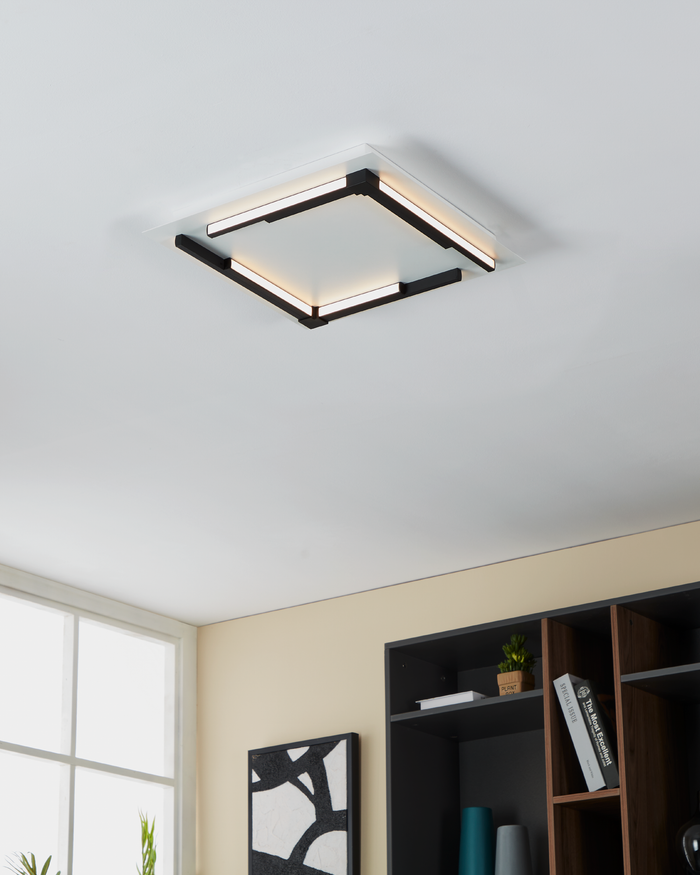 EGLO Zampote Plafondlamp - LED - 38 cm - Wit|Zwart