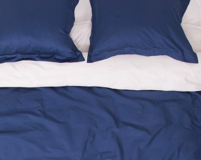 Seashell Dekbedovertrek katoensatijn 200x200|260cm blauw wit