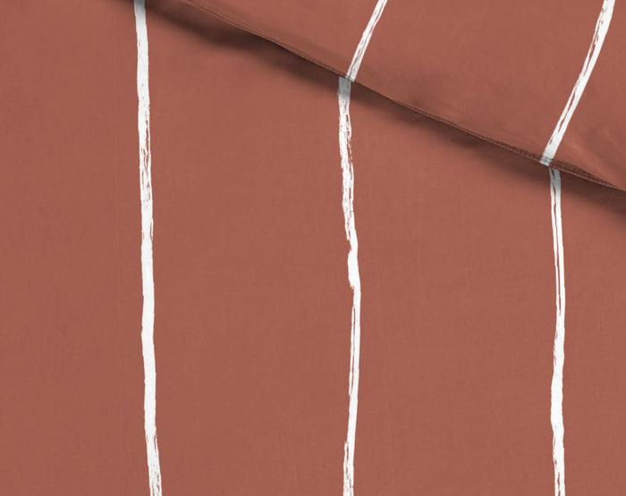 Seashell Fair Dekbedovertrek - 200x200cm - terracotta lily streep