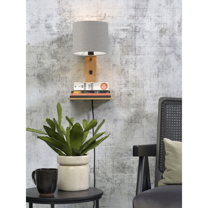 GOOD&MOJO Wandlamp Andes - Bamboe|Lichtgrijs - 19x24x36cm