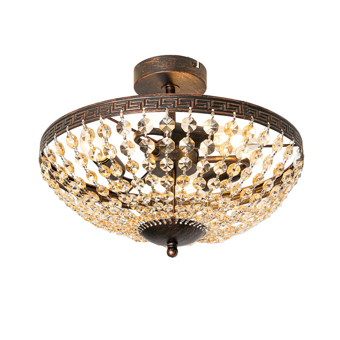 QAZQA Klassieke plafondlamp brons en kristal 3-lichts - Mondrian