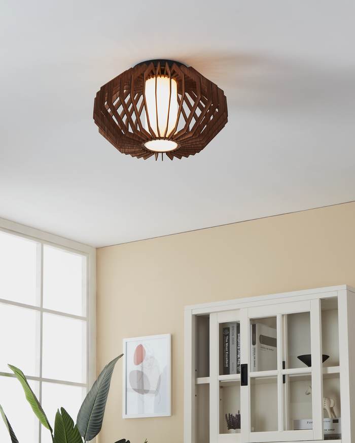 EGLO Rusticaria Plafondlamp - E27 - Ø 45 cm - Zwart|Bruin|Wit