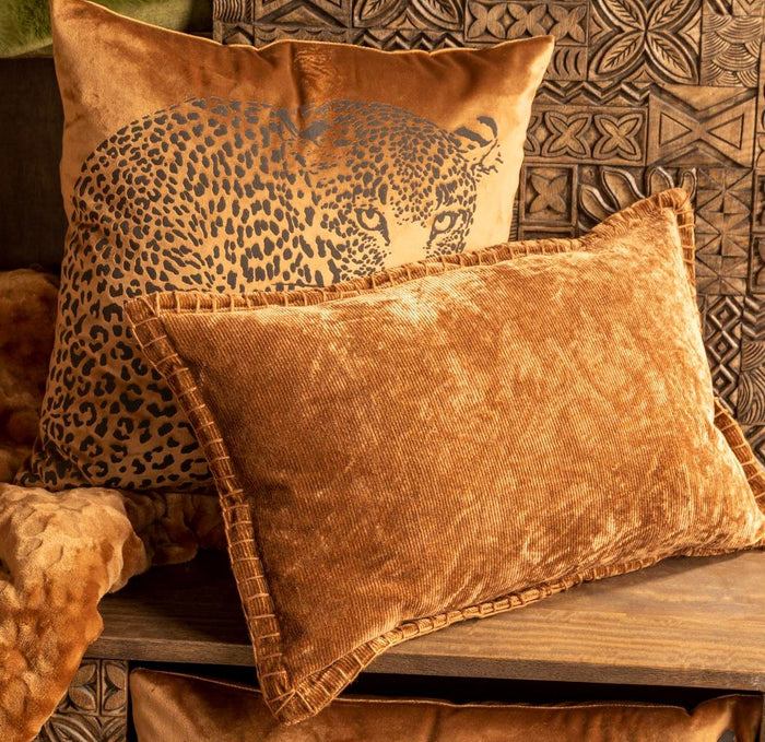 Velvet Kussen Gold Brown – Bruin|Goud 30 x 50 cm (incl. vulling)