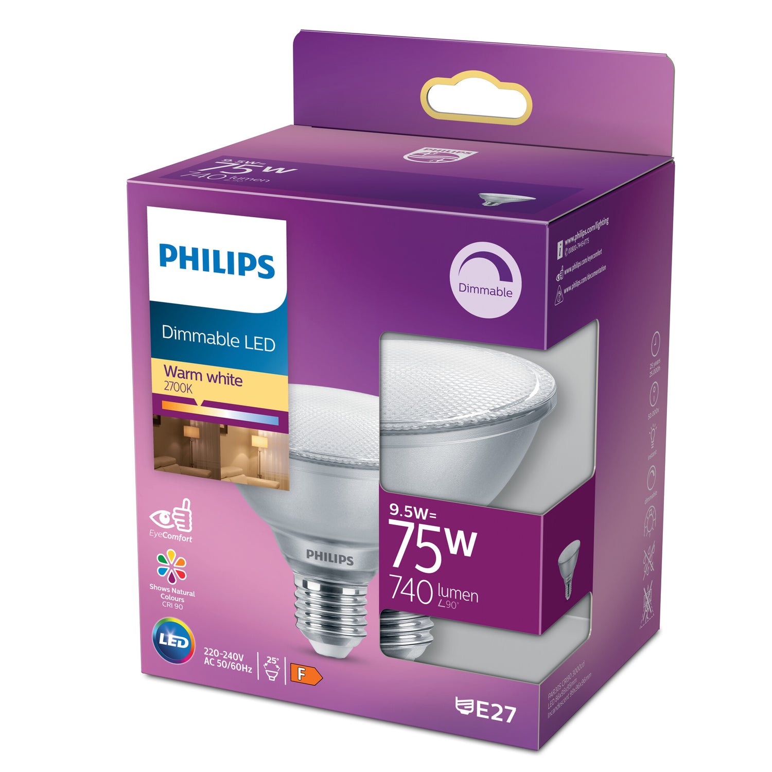 Philips LED reflector PAR 30S lamp niet dimbaar - E27 9,5W 740lm 2700…