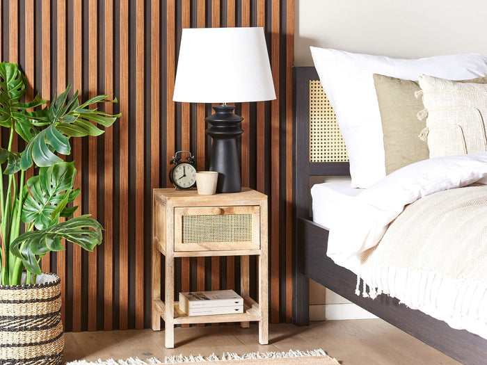 Beliani - ESTO - Nachtkastje - Lichtbruin  - Paulowniahout