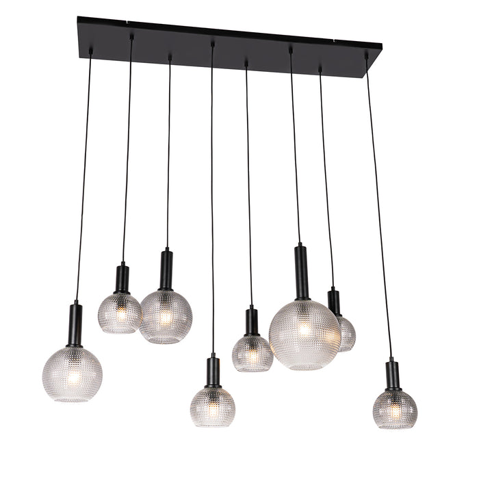 QAZQA Design hanglamp zwart met smoke glas 8-lichts  - Chico