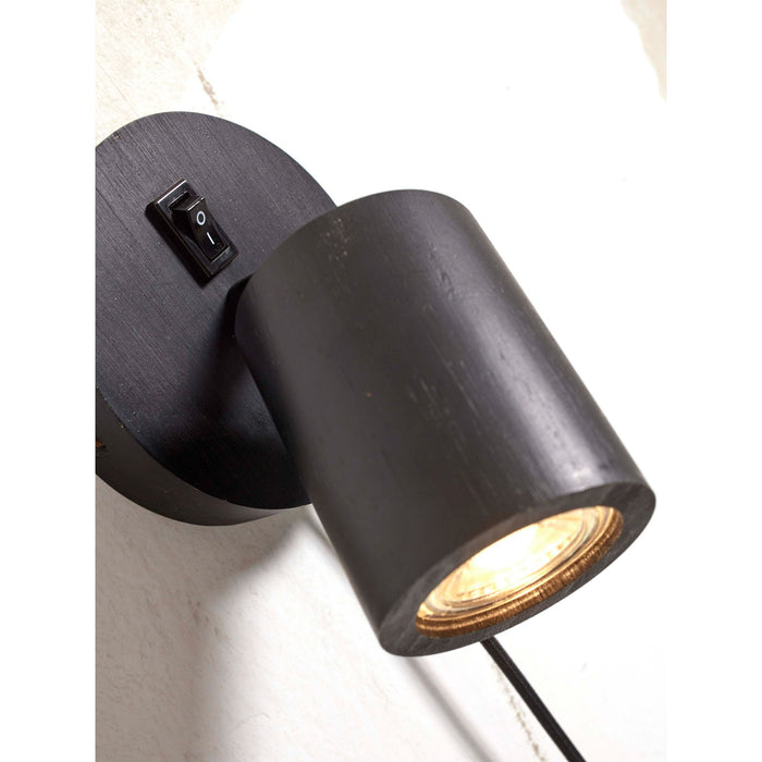GOOD&MOJO Wandlamp Java - Bamboe Zwart - Ø12cm