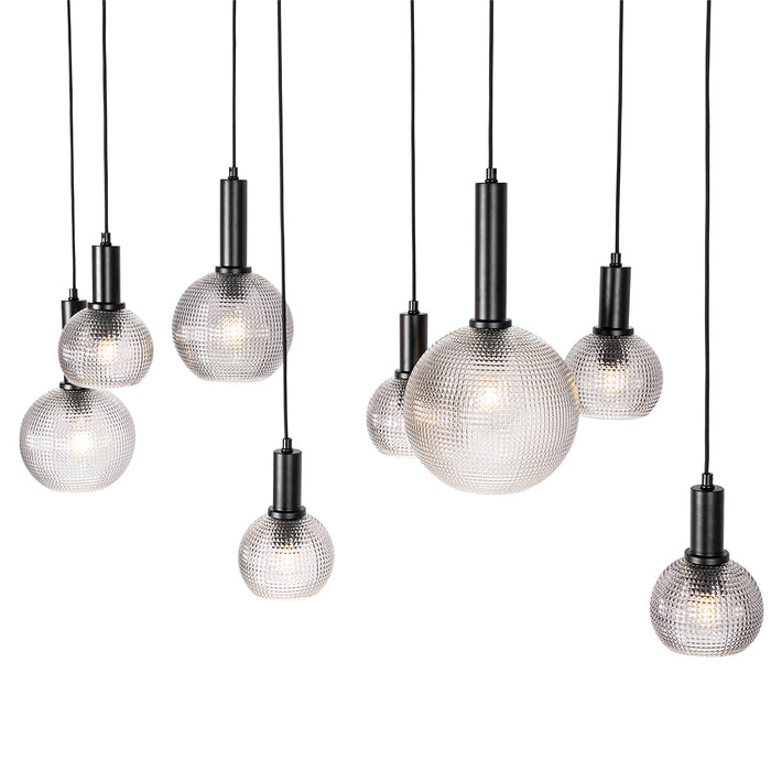 QAZQA Design hanglamp zwart met smoke glas 8-lichts  - Chico